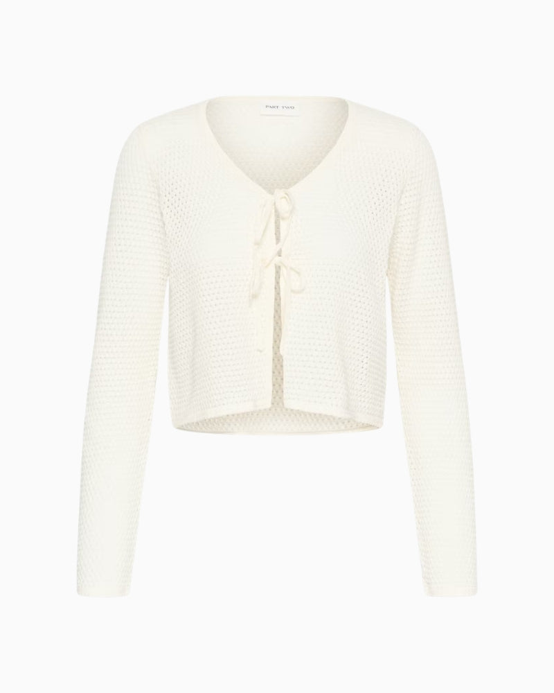 Part Two Rosefina Cardigan in off-white model front view