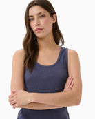 Part Two RoselynPW Top in Blue Indigo close-up view
