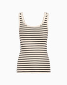 Part Two Roselyn Top in Black and Cream Stripe back view