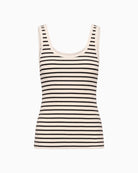 Part Two Roselyn Top in Black and Cream Stripe front view