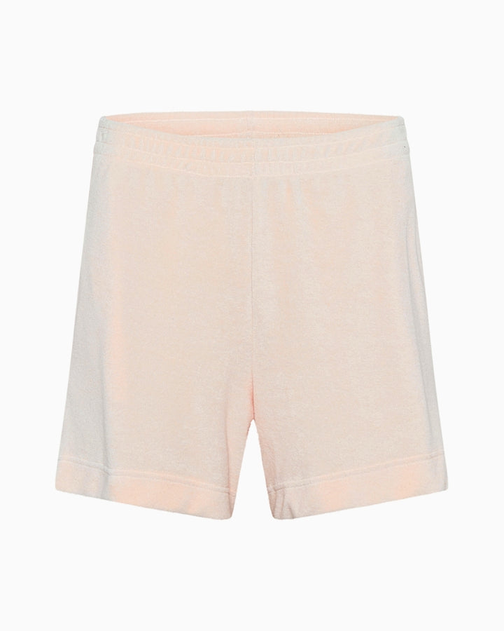 Front view of Part Two Rosemaya Shorts in cream organic cotton blend with elasticated waist