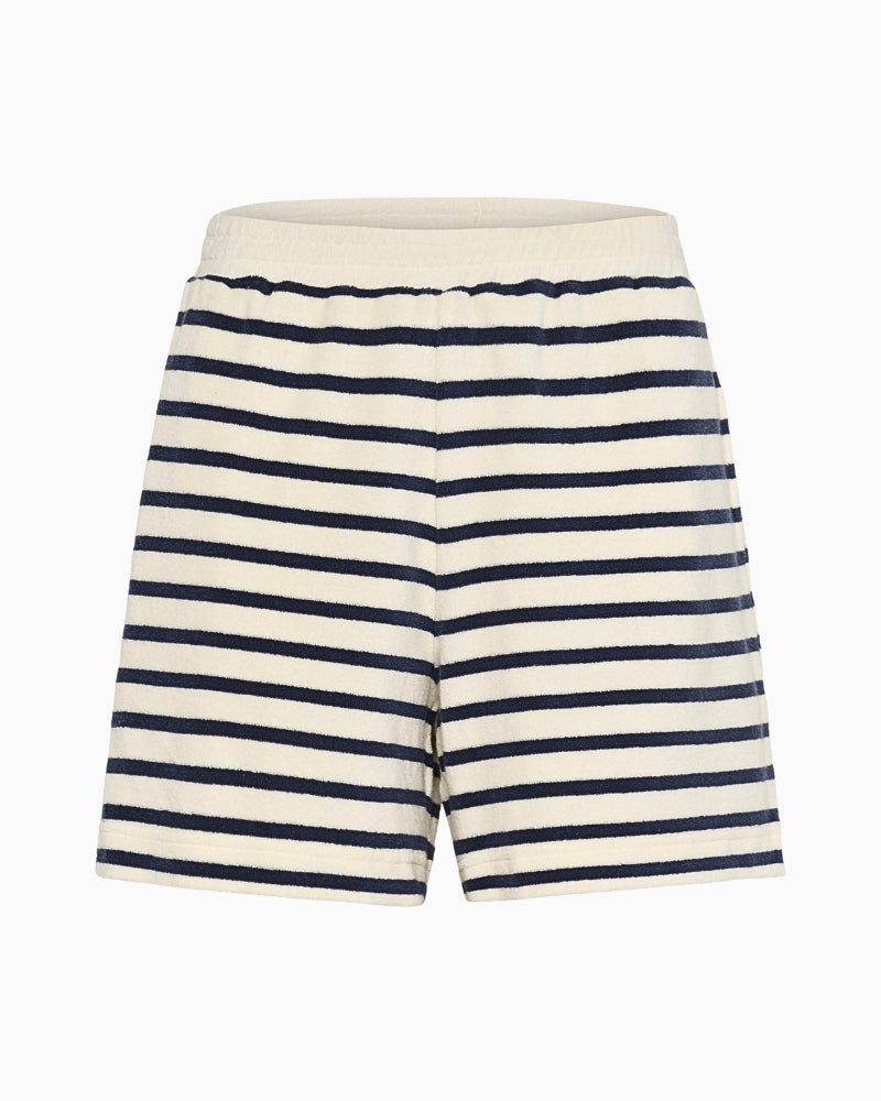 Flat lay of Part Two Rosemaya Shorts showing breathable knitted fabric and mid-thigh length