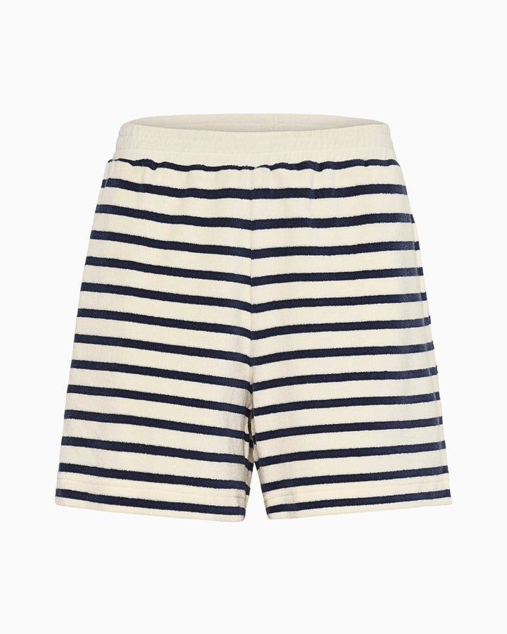 Flat lay of Part Two Rosemaya Shorts showing breathable knitted fabric and mid-thigh length