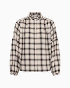 Part Two SamillaPW Shirt in Cream/Brown plaid detail
