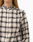 Part Two SamillaPW Shirt in Cream/Brown ruffled collar detail