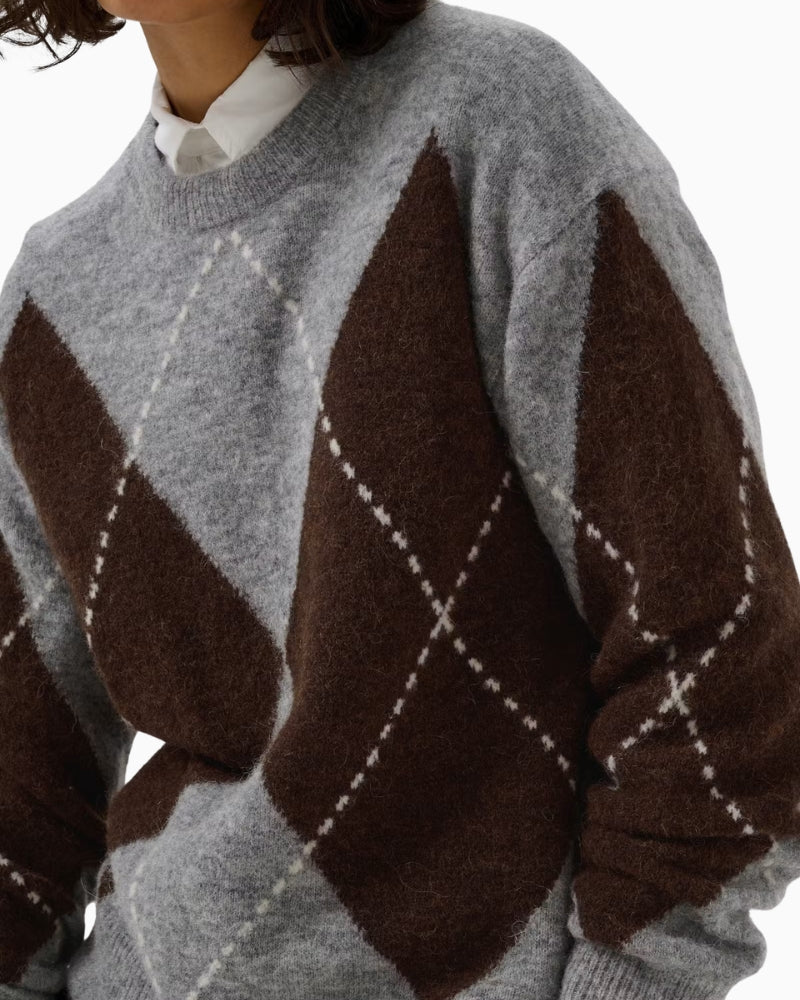 Part Two SorayasPW Pullover in Grey knit texture detail