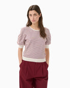 Part Two VaraianPW Pullover in red stripe front view