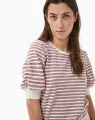 Part Two VaraianPW Pullover in red stripe sleeve detail