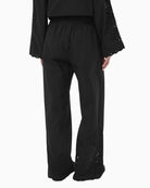 Part Two black wide leg trousers full length back view