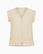 Part Two oatmeal textured blouse V neckline detail