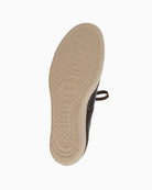 Back view of brown leather sneakers with entry loop