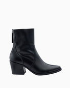 Paul Green black leather ankle boots front view – Áines Boutique