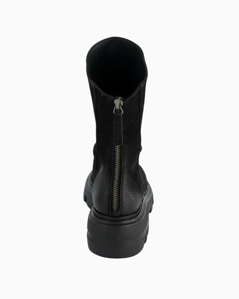 Back view of black Paul Green boot with zipper for easy access