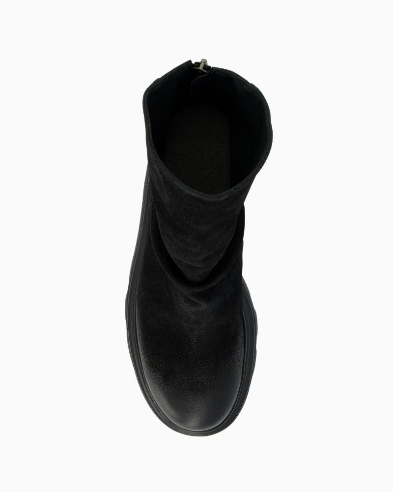 Upper view of women's ankle boot showing clean shape and SUPER SOFT design