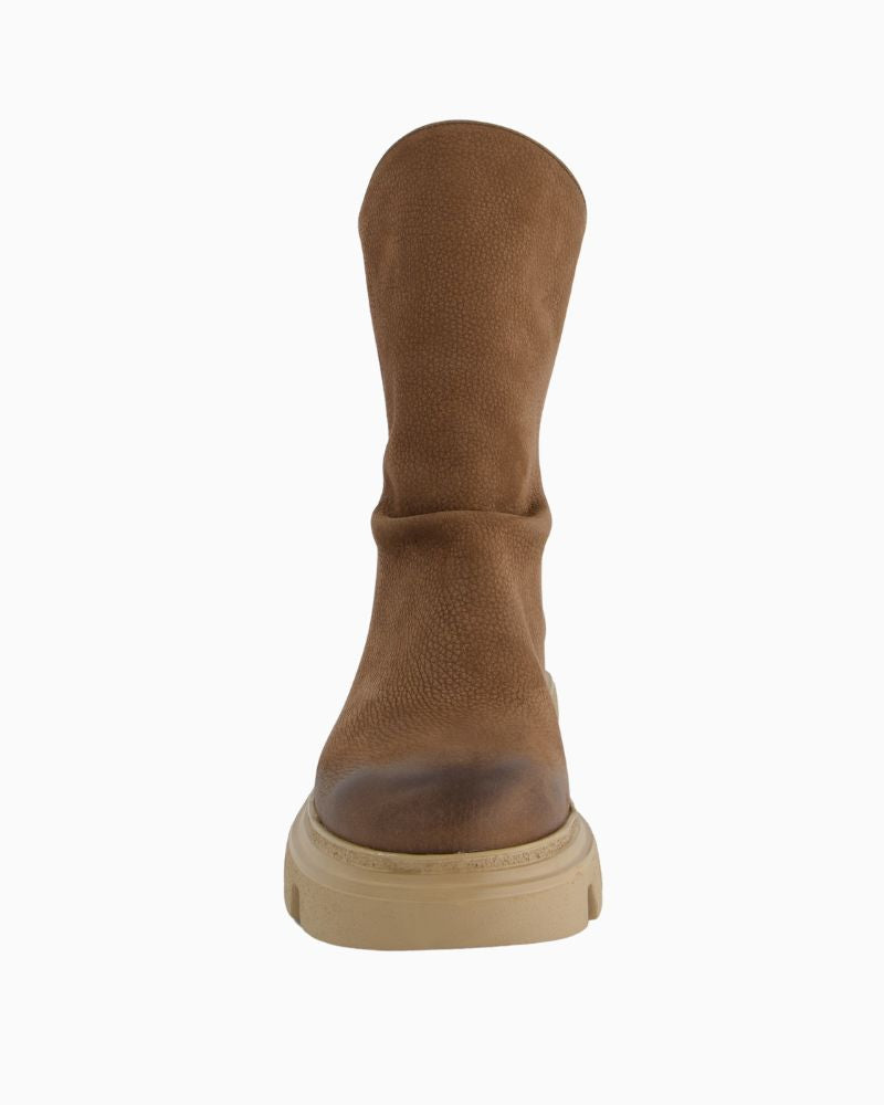 Front view showing soft leather texture and low 15 mm heel