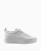 Side view of white leather Paul Green trainers with soft finish