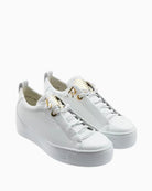 Side view of white leather Paul Green trainers with soft finish