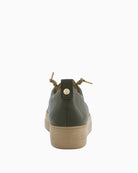 Back view of Green leather sneakers by Paul Green with elastic laces and platform sole