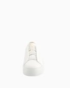 White leather slip-on trainers by Paul Green with elastic strap and 35mm sole