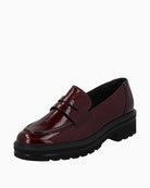Paul Green wine leather flats styled with trousers for casual smart look