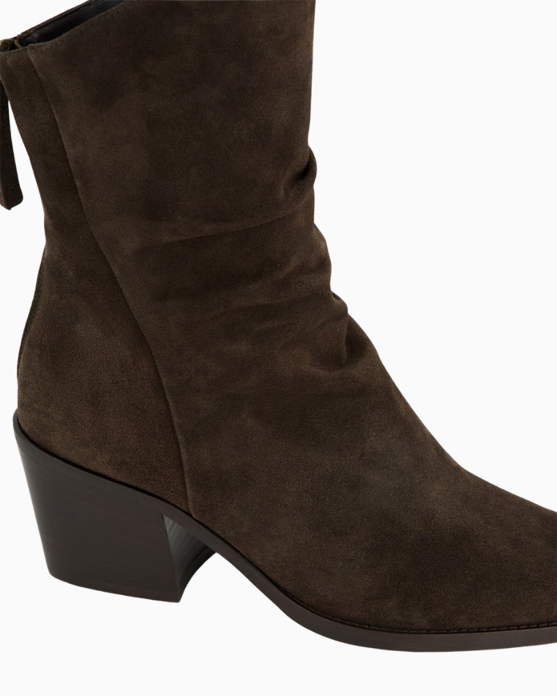 Paul Green Ankle Boot brown suede heel detail