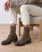Paul Green Ankle Boot in Tan pleated shaft detail