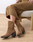 Paul Green Ankle Boot tan suede pointed toe detail