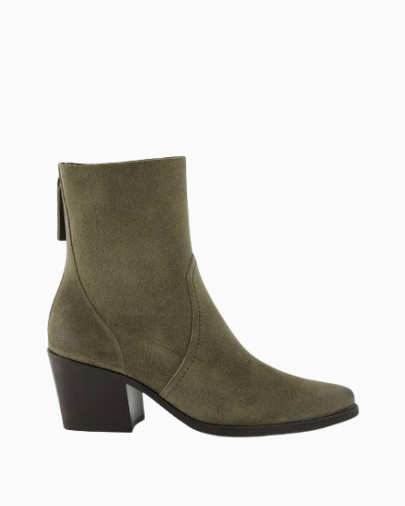 Paul Green Ankle Boots in olive suede right side view