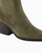 Paul Green Ankle Boots in olive suede seam detail