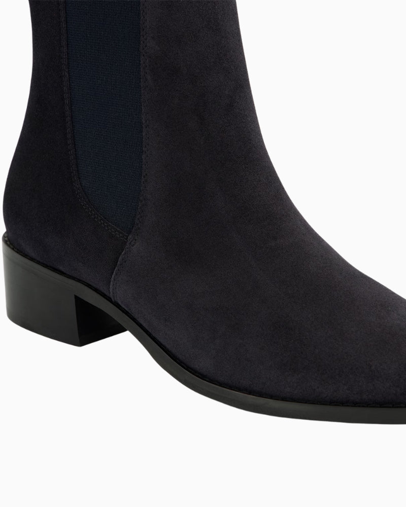 Paul Green Chelsea Boot navy suede heel detail