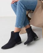 Paul Green Chelsea Boot navy suede pointed toe detail