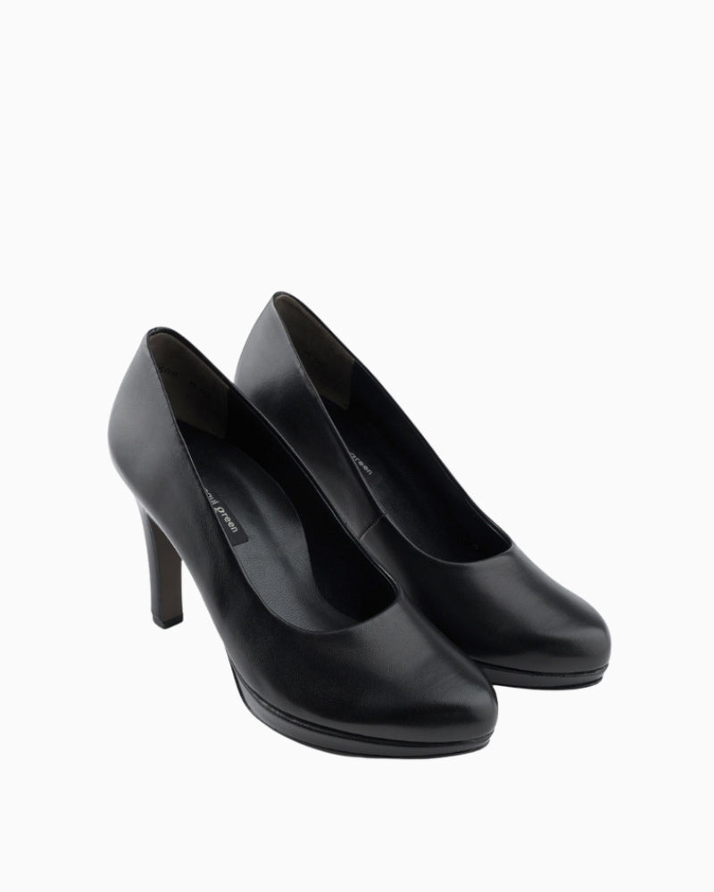 Paul Green Court Shoe in Black front view