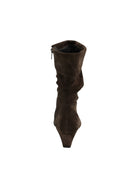 Paul Green Kitten Heel Boot brown suede back view