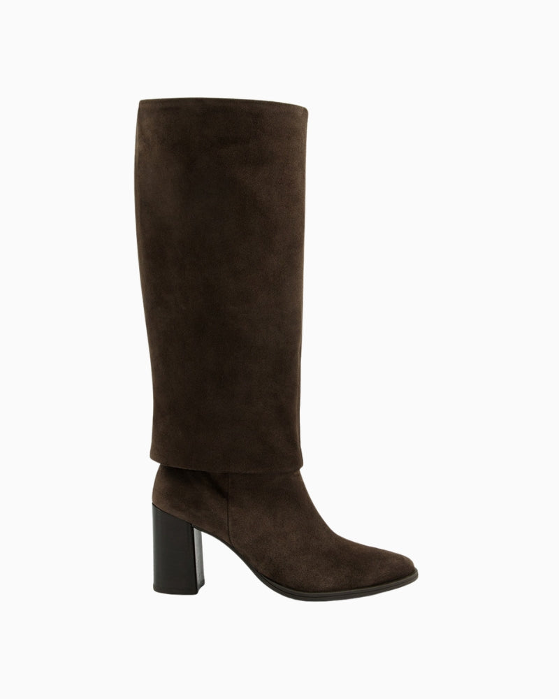 Paul Green Knee High Boot in brown suede right side view