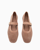 Paul Green Maryjane Ballet Flat brown upper perforation detail