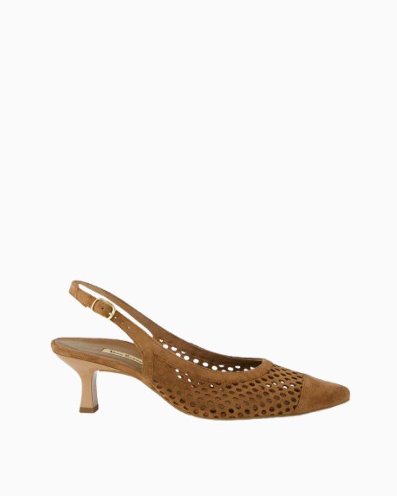 Paul Green Peeptoes Slingpumps Brown side view – Áines Boutique