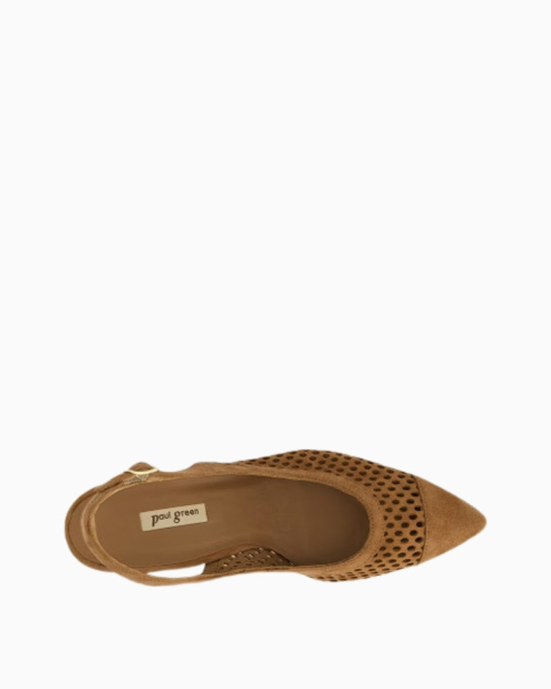 Paul Green Peeptoes Slingpumps Brown top view – Áines Boutique
