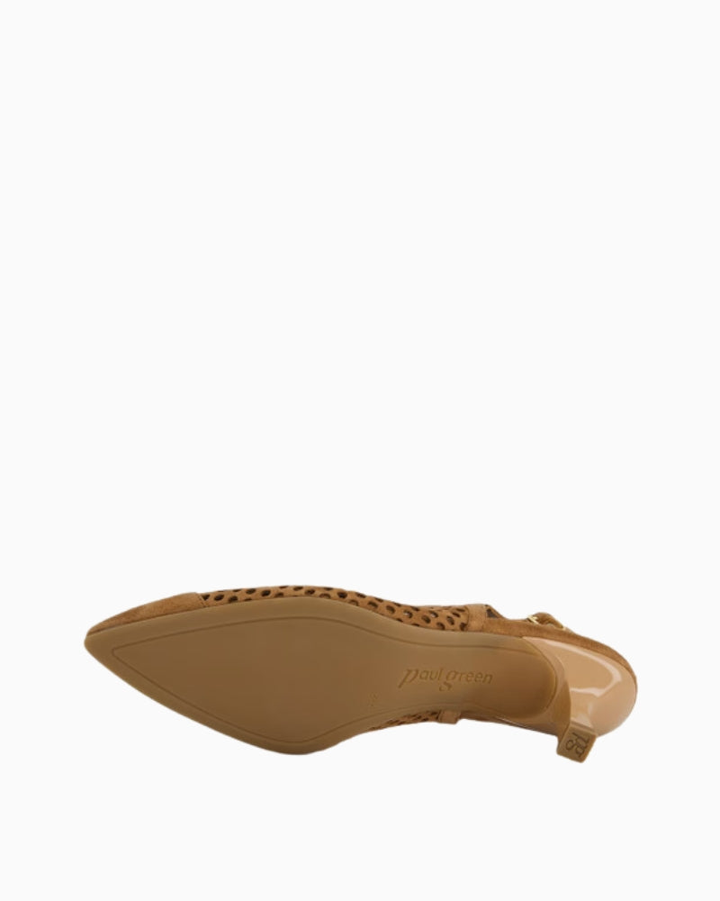 Paul Green Peeptoes Slingpumps Brown outsole view – Áines Boutique