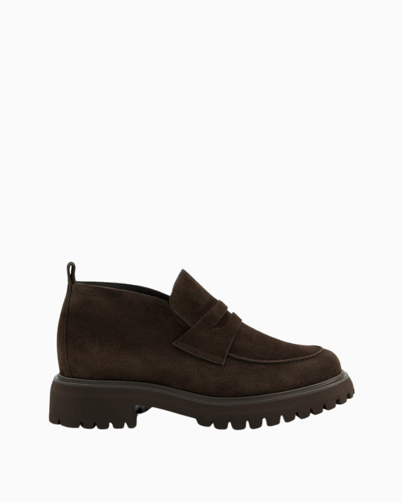 Paul Green Penny Loafer brown suede side view
