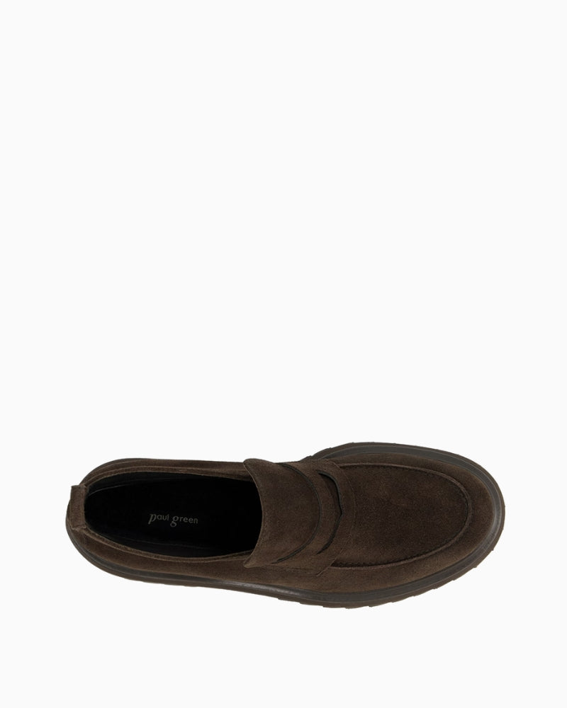 Paul Green Penny Loafer brown suede top view