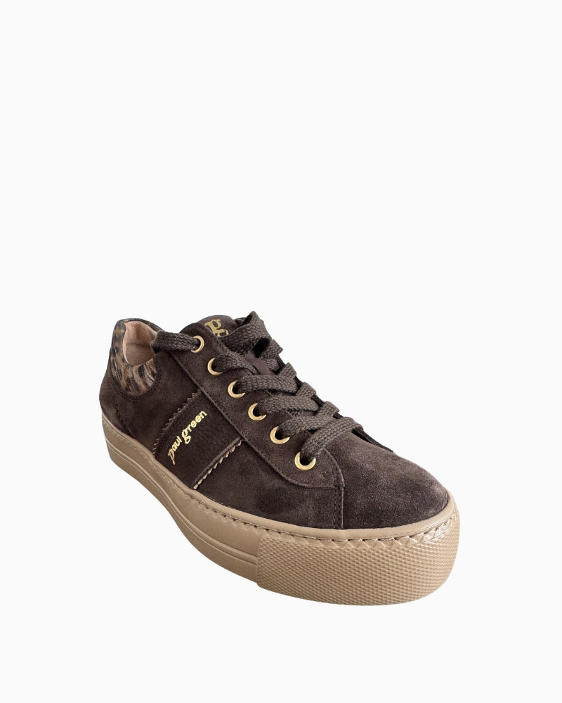 Paul Green Platform Sneakers in Brown angled front view