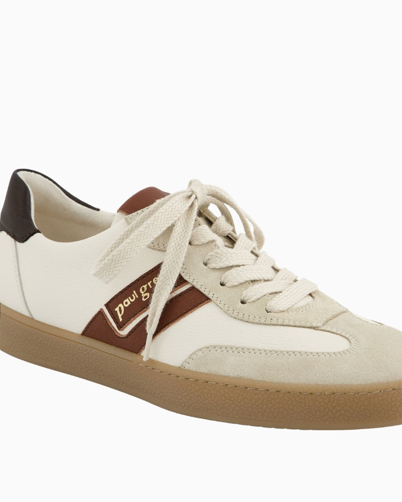 Paul Green Runner off-white and brown sneaker logo detail