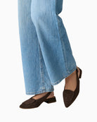 Paul Green Sling-Back Wedges in Brown worn with jeans