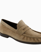 Paul Green Suede Loafer in Beige contrast stitching detail