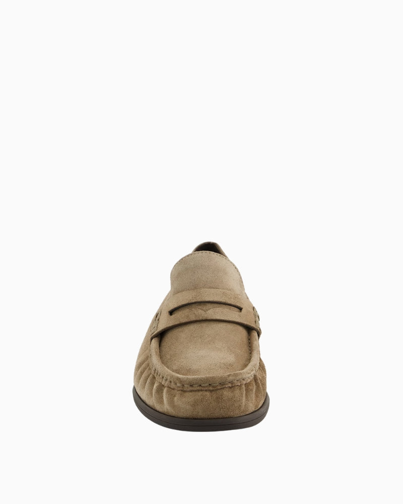 Paul Green Suede Loafer in Beige front view