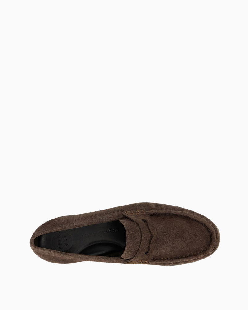Paul Green Suede Loafer in brown top view