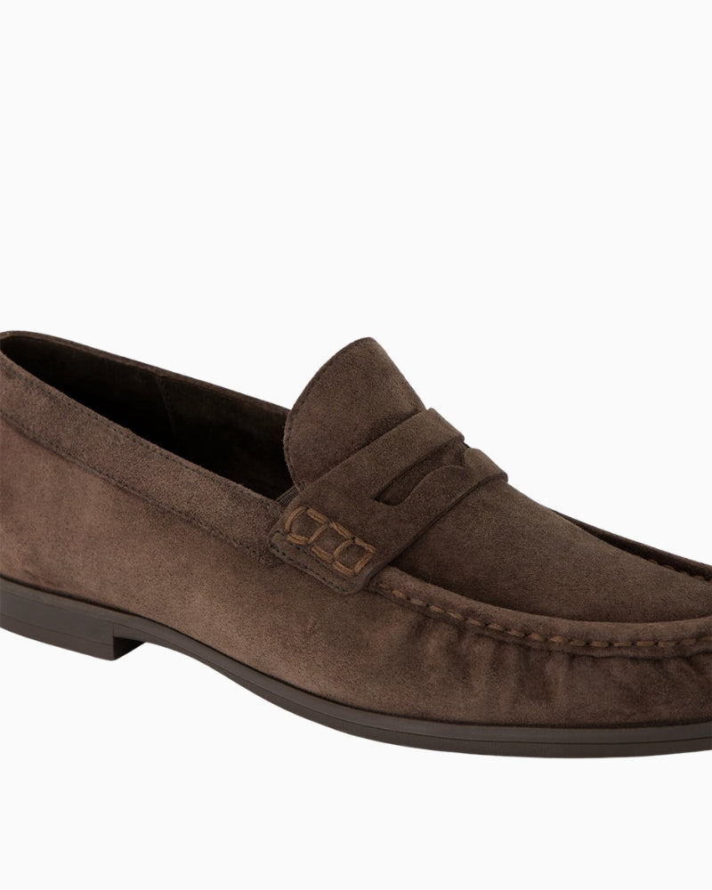 Paul Green Suede Loafer in brown with contrast stitching detail