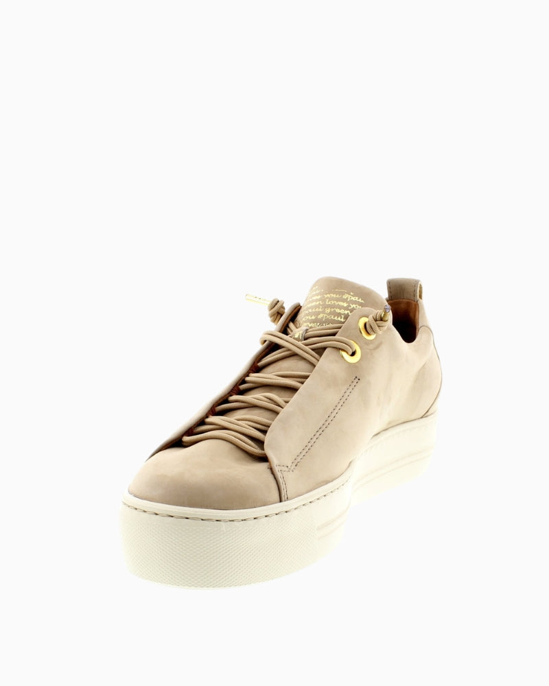 Paul Green Super Soft Platform Sneaker in beige with elastic quick lacing detail