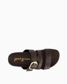 Paul Green brown leather mule sandals front view with buckle