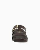 Paul Green brown leather mule sandals front view with buckle